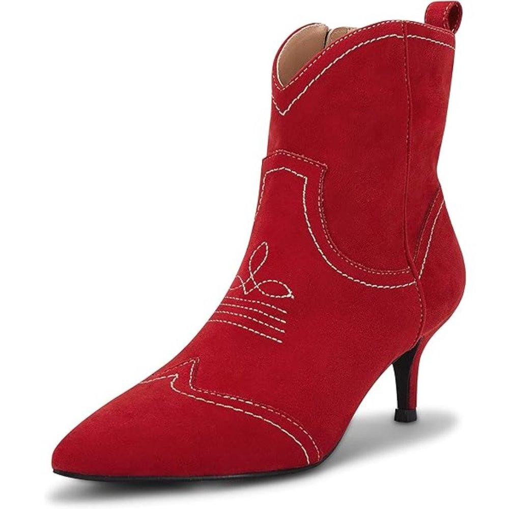 Western Suede Pointed Toe Cowboy Boots Ankle Boots Booties sz 9